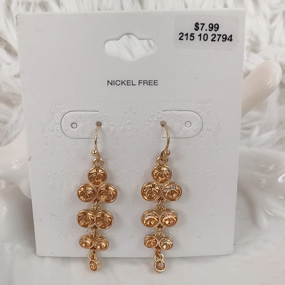 Amber Color Dangle Earrings - Picture 2 of 8